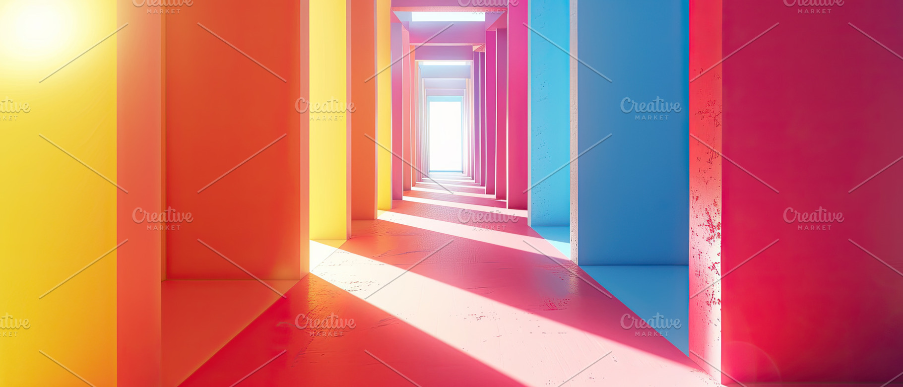 A modern, sleek corridor with glowin, a Photo by LOGOCREATIVE