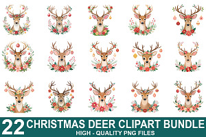 Christmas Deer Clipart Bundle, a Graphic by crative8112