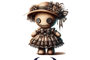 Lolita Goth Style Voodoo Doll PNGs