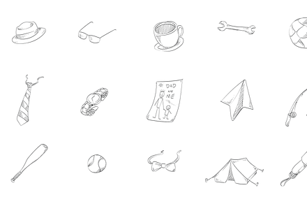 fathers day handdrawn collection, an Object Graphic by nikagraphic