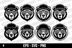 Cool bear mascot head vector, an Animal Illustration by Vectorhight
