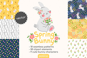 Spring Bunny - Clipart & Patterns