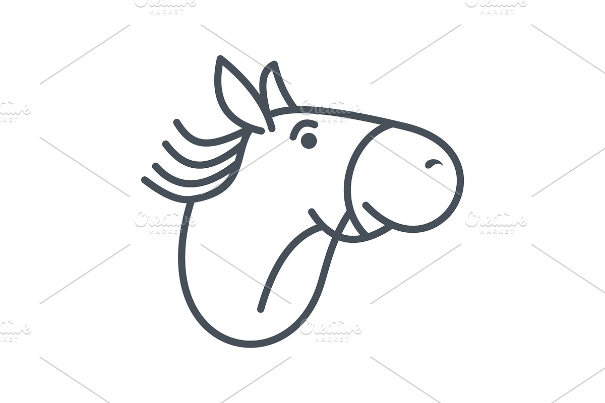 Cute Horse Head Line Icon, a Branding & Logo Template by yanuart