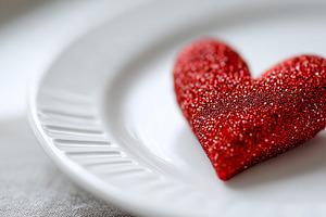 Sparkling red heart on a plate, a Holiday Photo by MistyDay