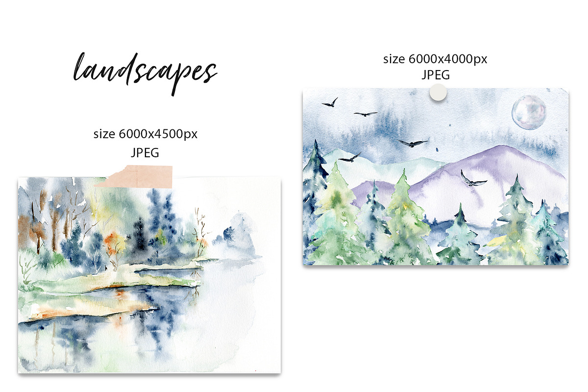 Forest and mountains watercolor set, an Illustration by Larisa Maslova (Photo 10 of 11)