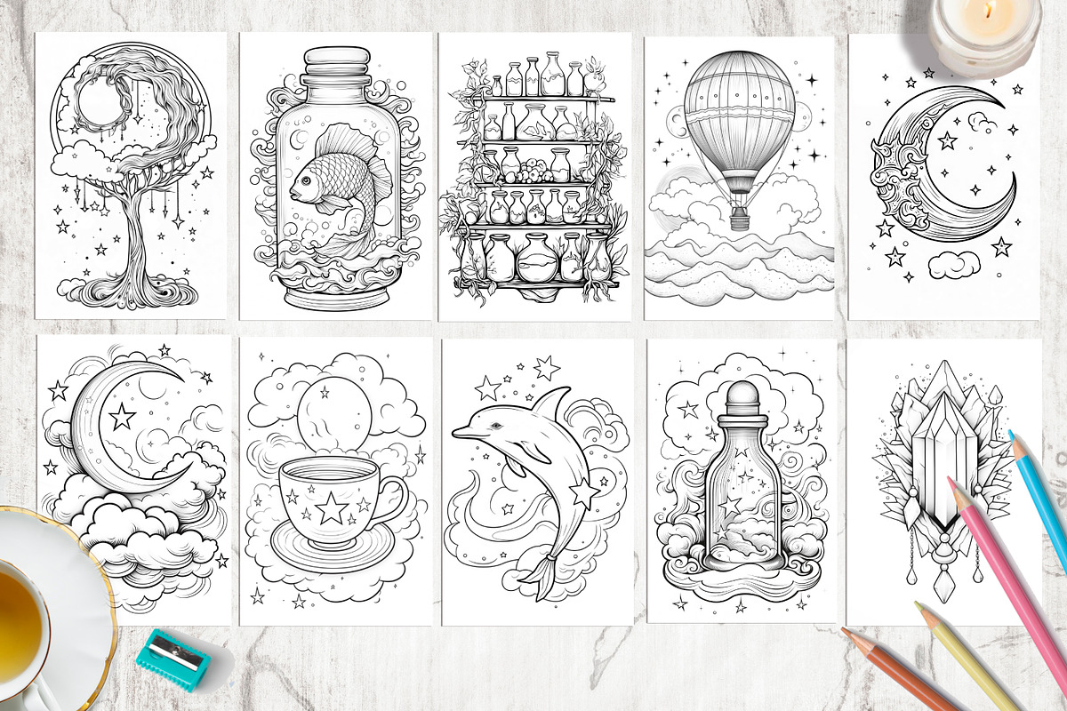 Coloring Pages For Adults and Kids, a Decorative Illustration by AlineArtStore (Photo 4 of 9)