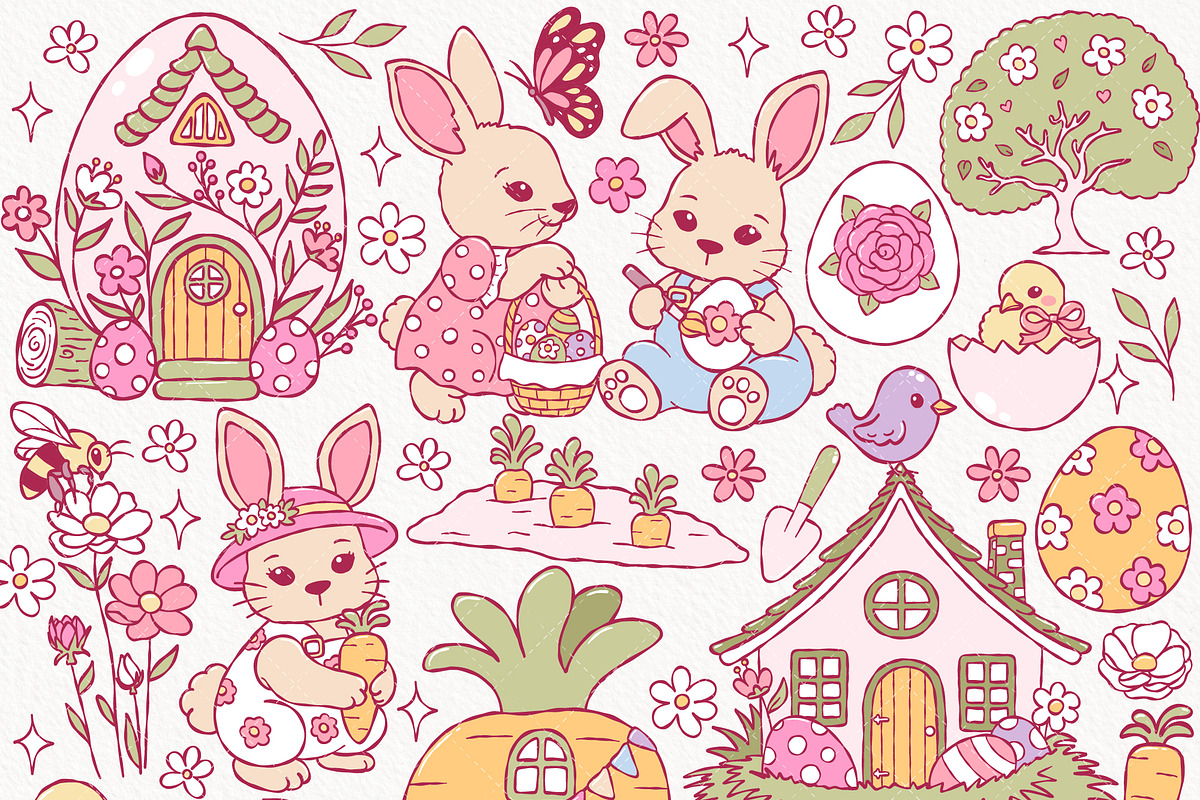 Easter Village Clipart | Hand Drawn, a Seasonal Illustration by TitaLivingArt (Photo 2 of 10)