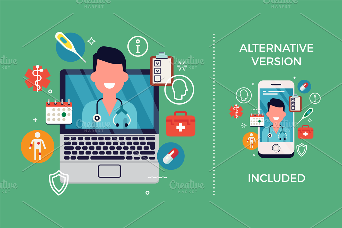 Telemedicine Graphic Elements, a Healthcare Illustration by Masha Tace (Photo 1 of 4)