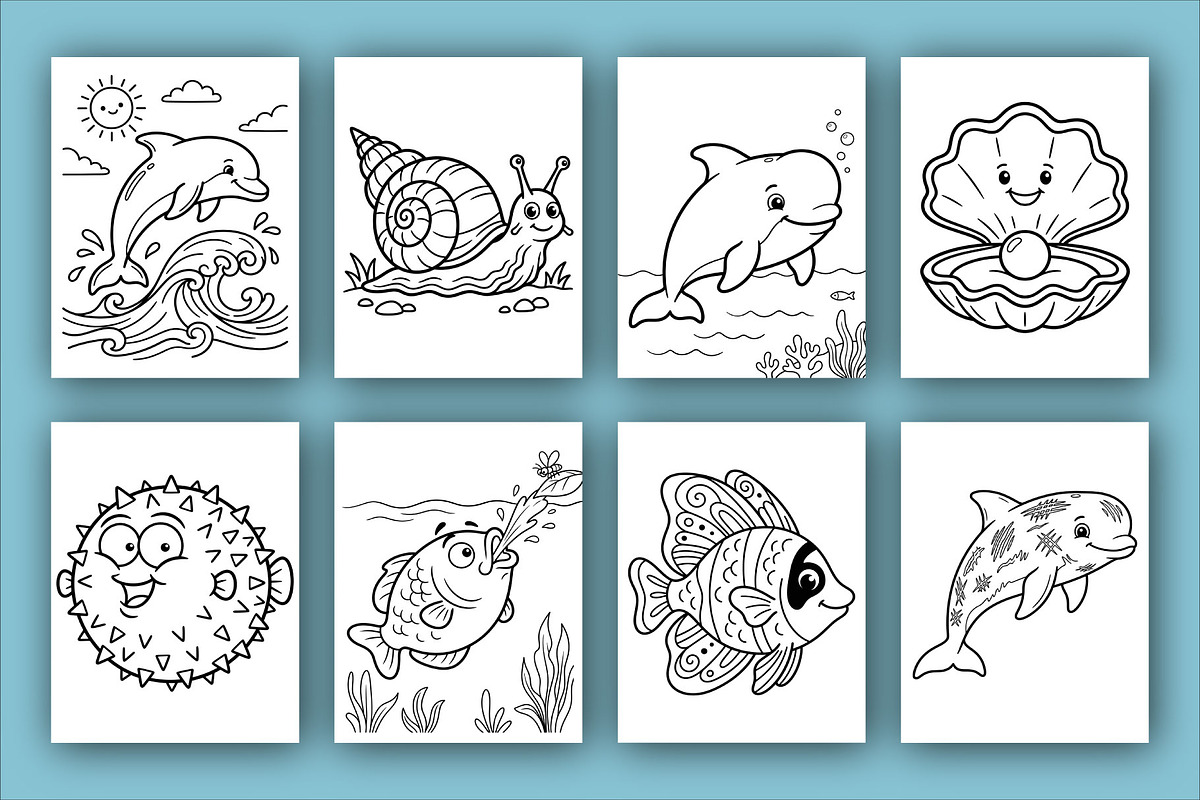 Sea Animal coloring Book for Kids, an Animal Illustration by Design House (Photo 2 of 3)