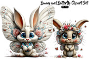 Bunny and Butterfly Clipart Set, a Seasonal Illustration by CreationArt (Thumbnail 1 of 5)