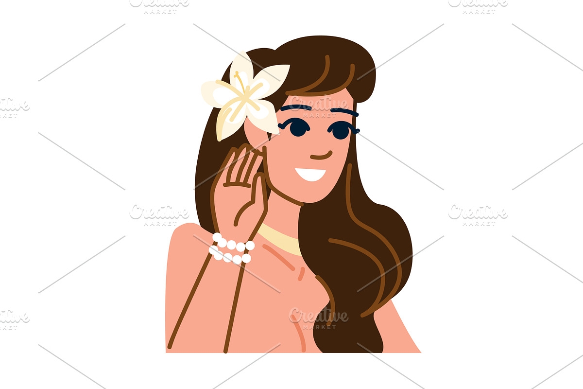 Smiling polynesian woman wearing, an Illustration by pikepicture