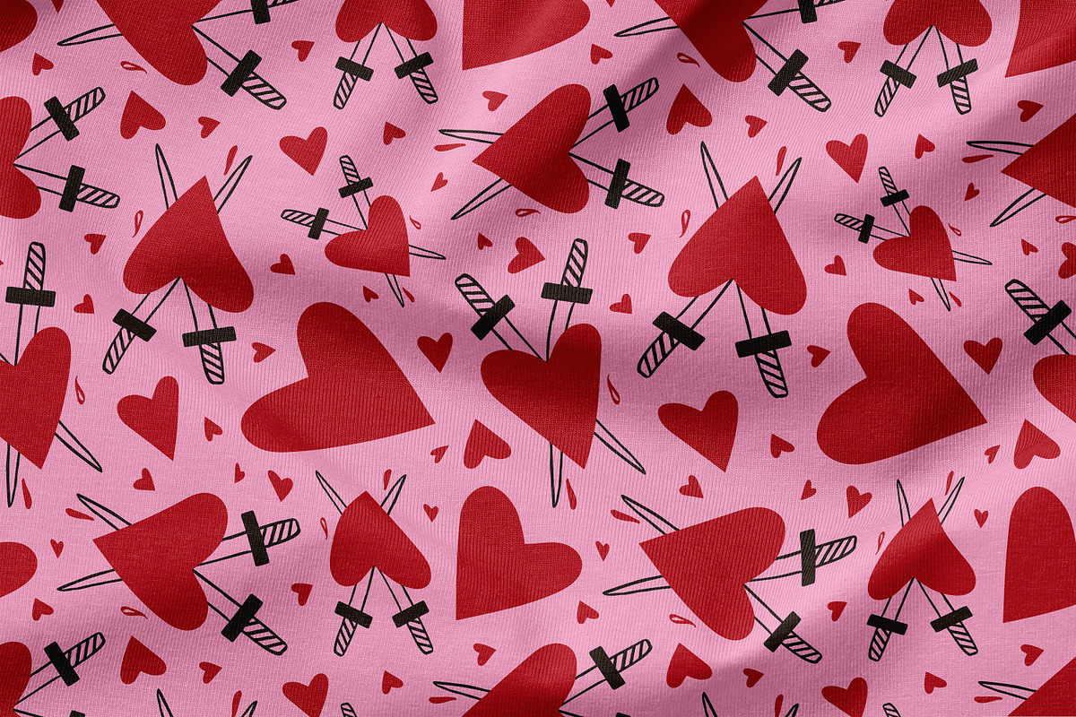Pink seamless pattern with red heart, a Pattern Graphic by Art's and ...