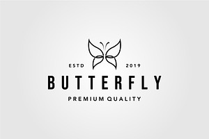 Line Art Butterfly Vintage Logo