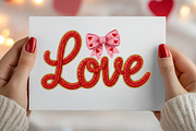 Crochet Pink Love Bow Valentine PNG, an Illustration by Canvas Craft (Thumbnail 3 of 7)