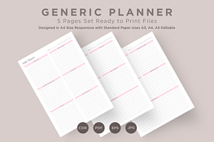 Generic Planning Pages Set V-09, a Stationery Template by shahsoft