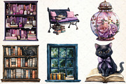 Spooky Halloween Library Clipart, an Illustration by Libby Wishes (Thumbnail 4 of 9)