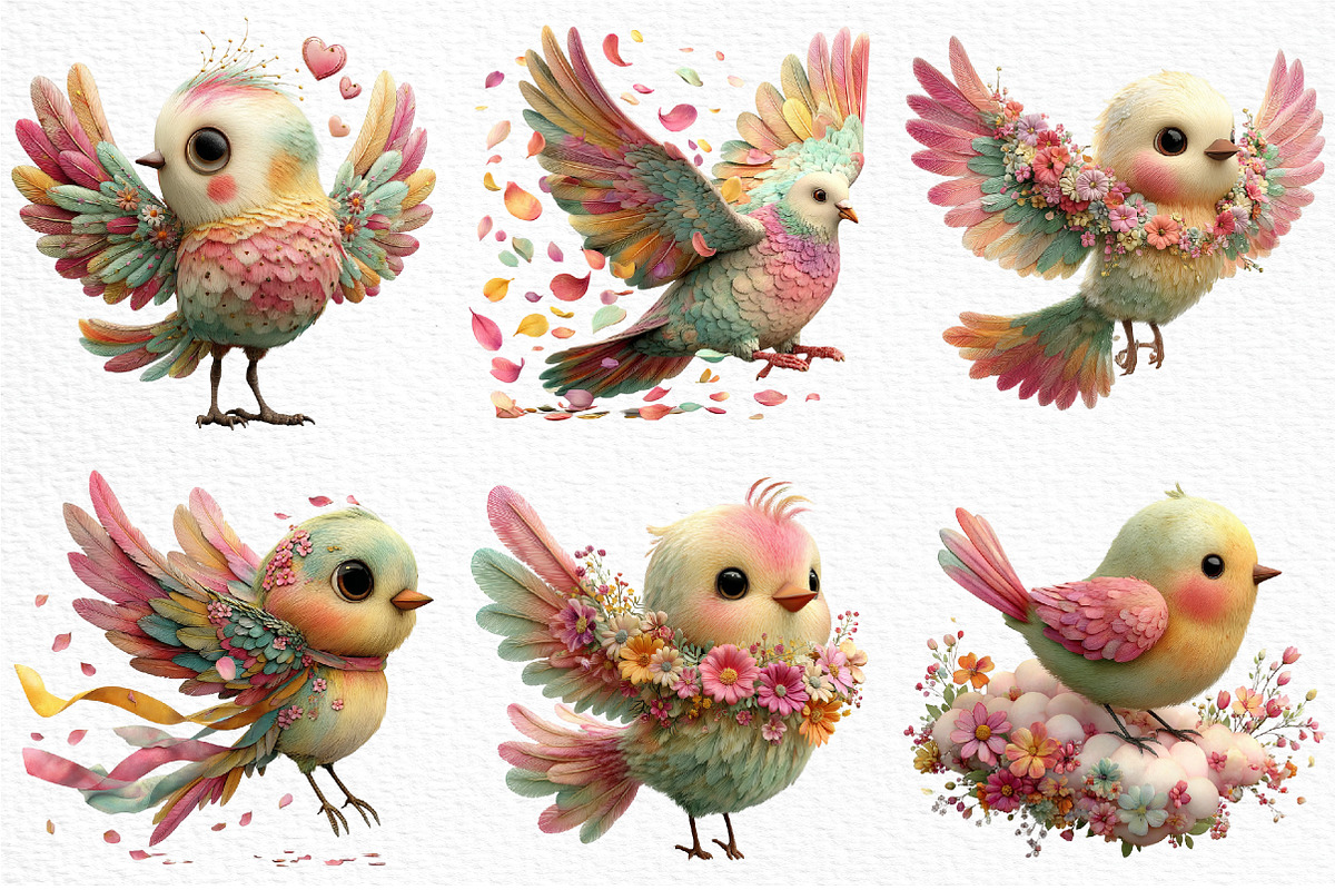Whimsical Spring Birds Clipart PNG, an Illustration by Craft Nest (Photo 5 of 11)