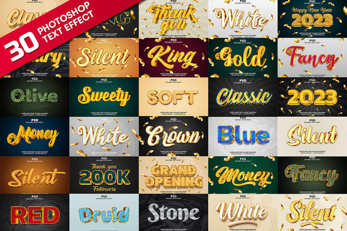 30 Golden 3d Text Effect Bundle PSD, a Layer Style Add-On by bdrobin (Photo 1 of 8)