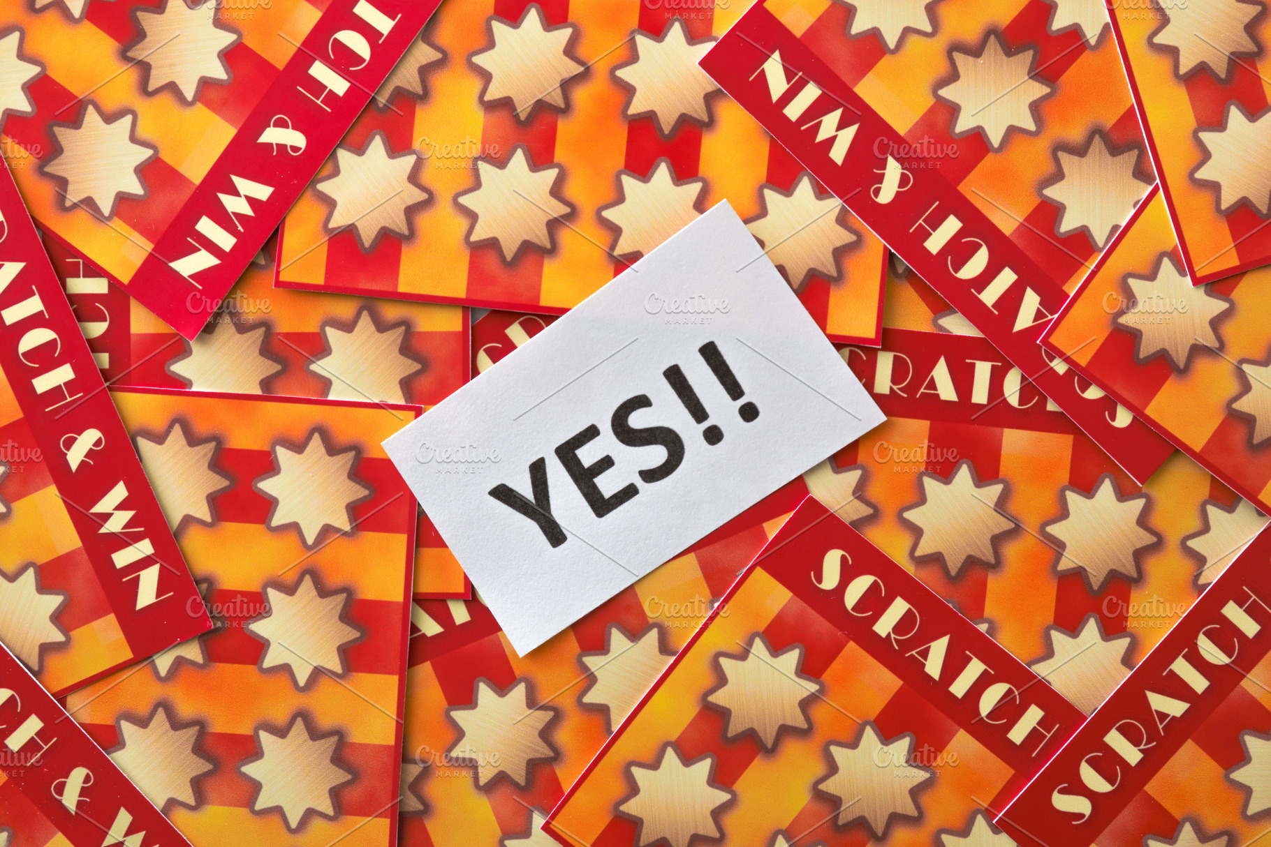Yes Message Among Colorful Lottery Scratch Cards, a Sports & Recreation Photo by Davizro's Market