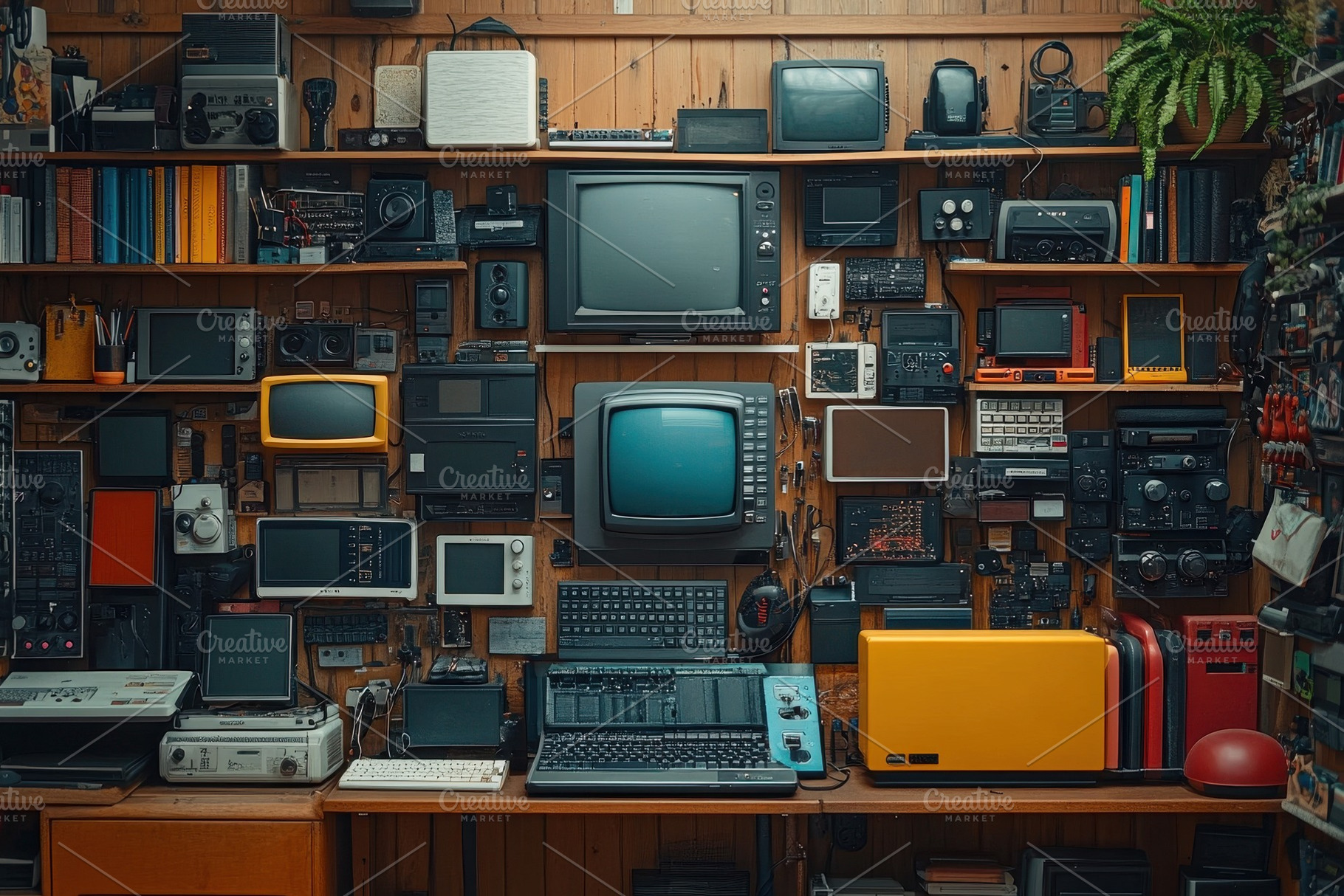 Vintage technology collection displa, a Photo by Tanuart