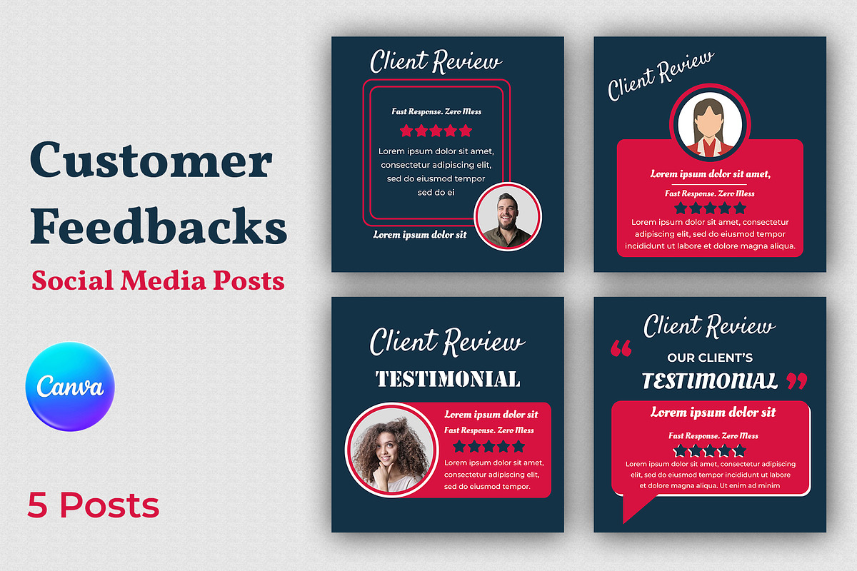 Testimonial Post Bundle PSD