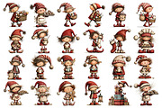 Whimsical Christmas Elves Clipart, a Seasonal Illustration by Nicolle's Colorful Art (Thumbnail 2 of 3)