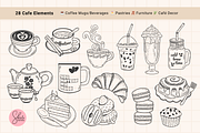 Cozy Cafe Line Art | Coffee Cliparts, a Food Illustration by shielscreations (Thumbnail 2 of 4)