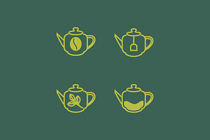 teapot drink ceramic set line logo, a Branding & Logo Template by devastd