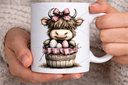 Easter Highland Cow Clipart Bundle, an Illustration by Canvas Craft (Thumbnail 4 of 6)