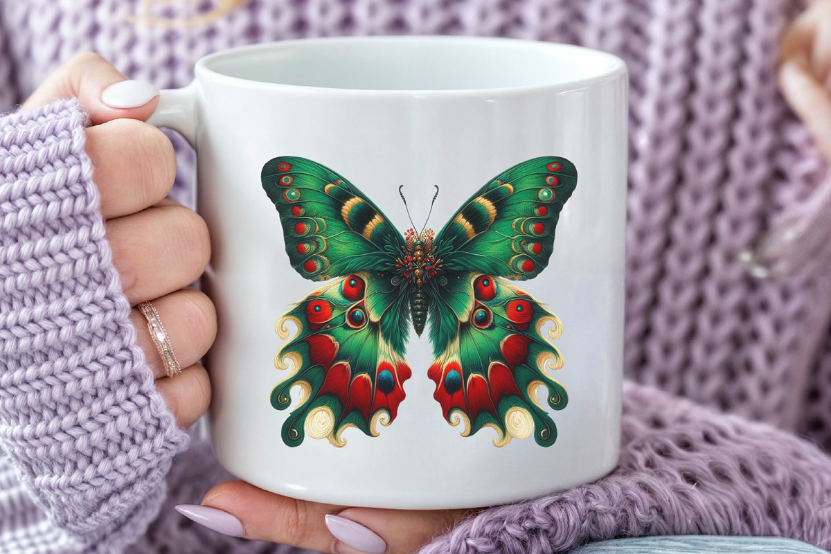 Watercolor Christmas Butterfly Clipa, a Seasonal Illustration by Rose Art (Photo 7 of 7)