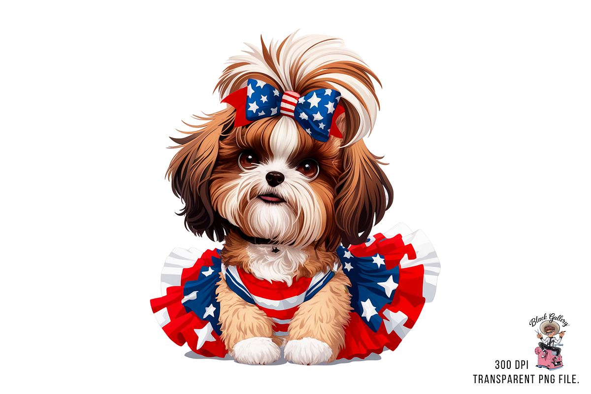 Patriotic Shih Tzu PNG Bundle, a Graphic by Clipart Bloom (Photo 8 of 15)