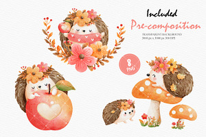 Autumn Hedgehogs Cliparts