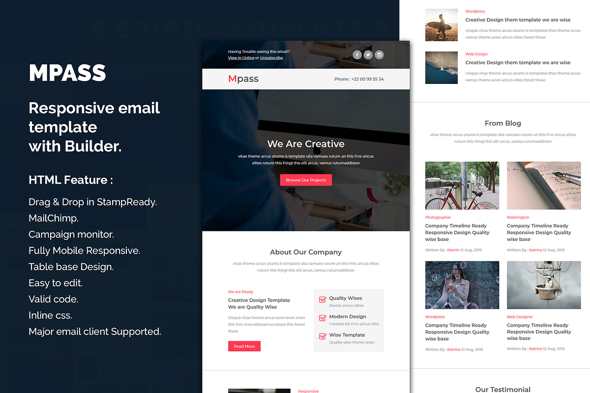 Mpass - Responsive Email template, an Email Template by QuickArtisan