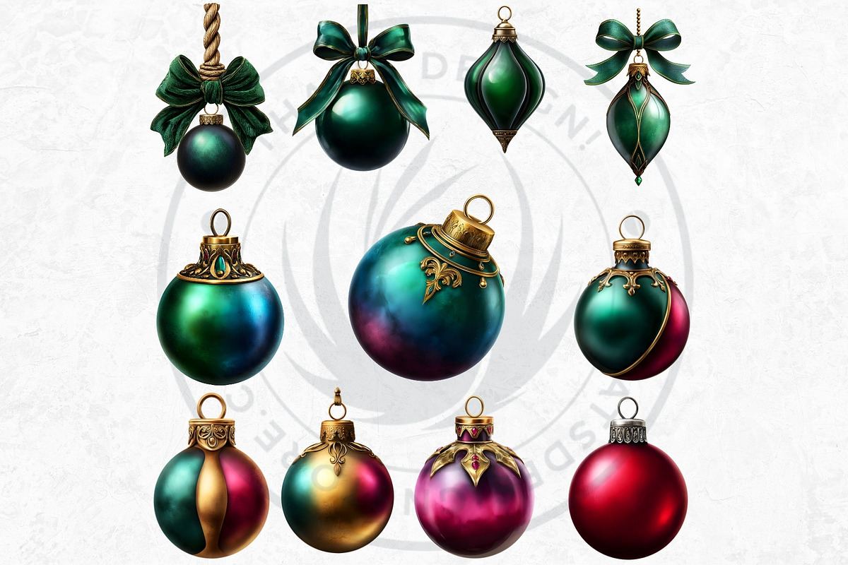 Christmas Baubbles Cliparts, a Seasonal Illustration by ThatsDesignArt (Photo 4 of 16)