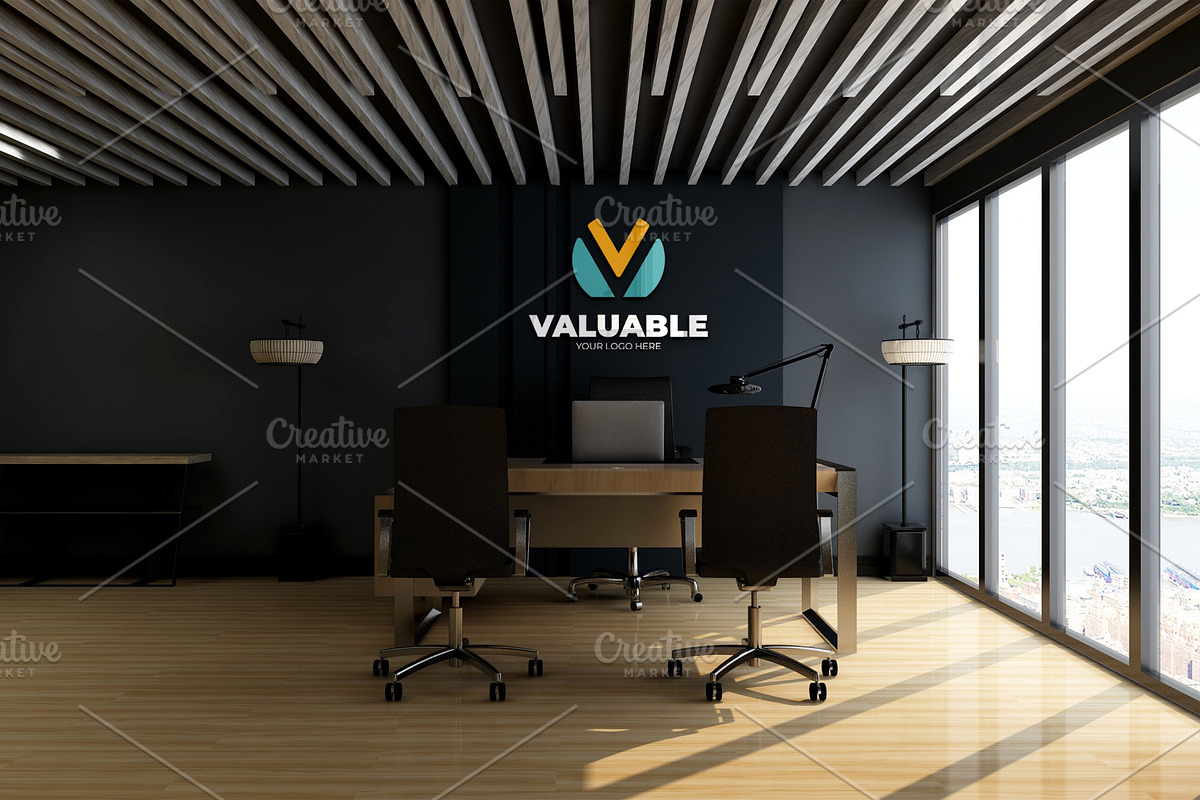 PSD Office Desk Room Wall Mockup, a Product Mockup by Ayy (Photo 6 of 16)