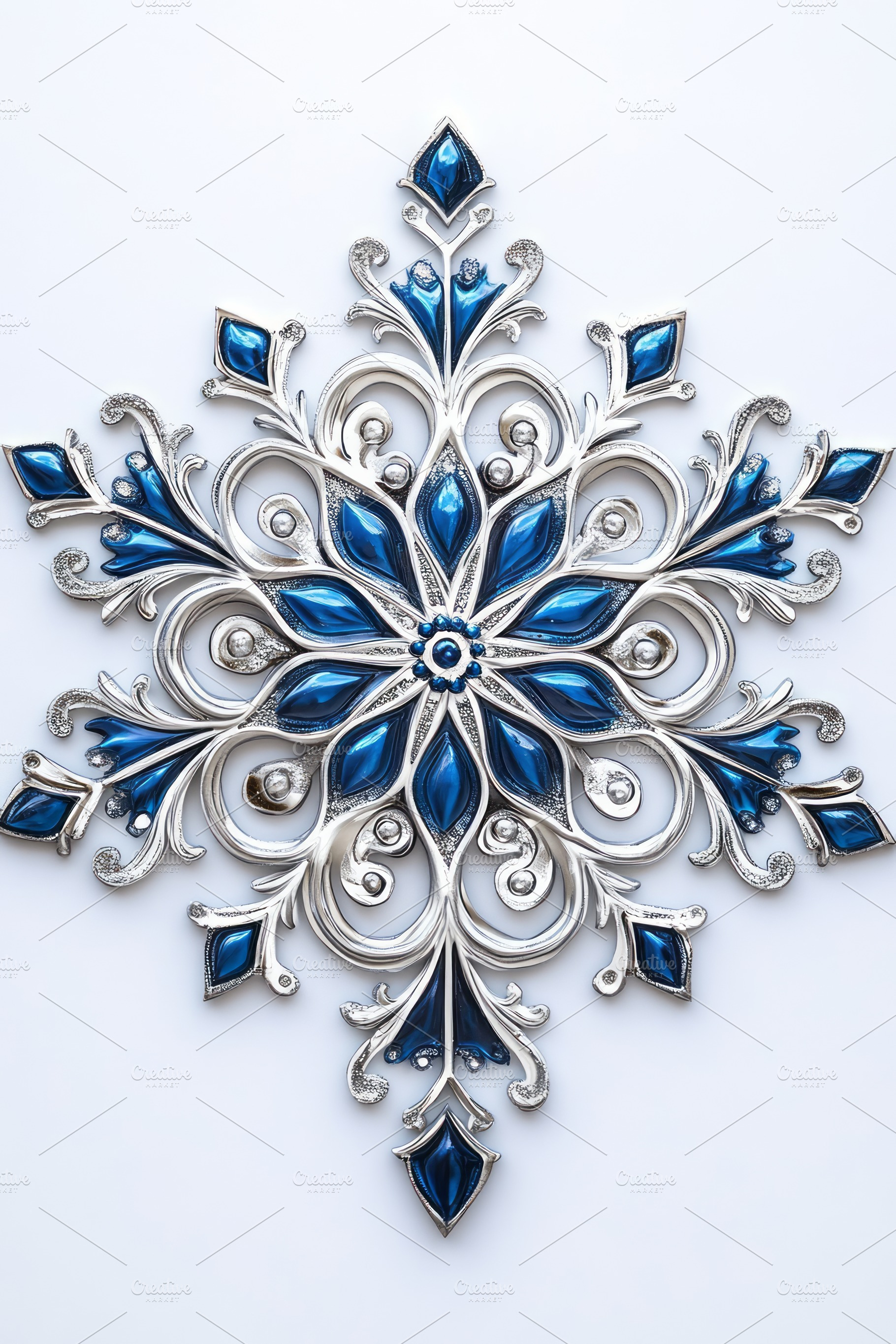 A detailed blue and silver snowflake design, showcasing intricate patterns and, a Background Photo by ImageMir