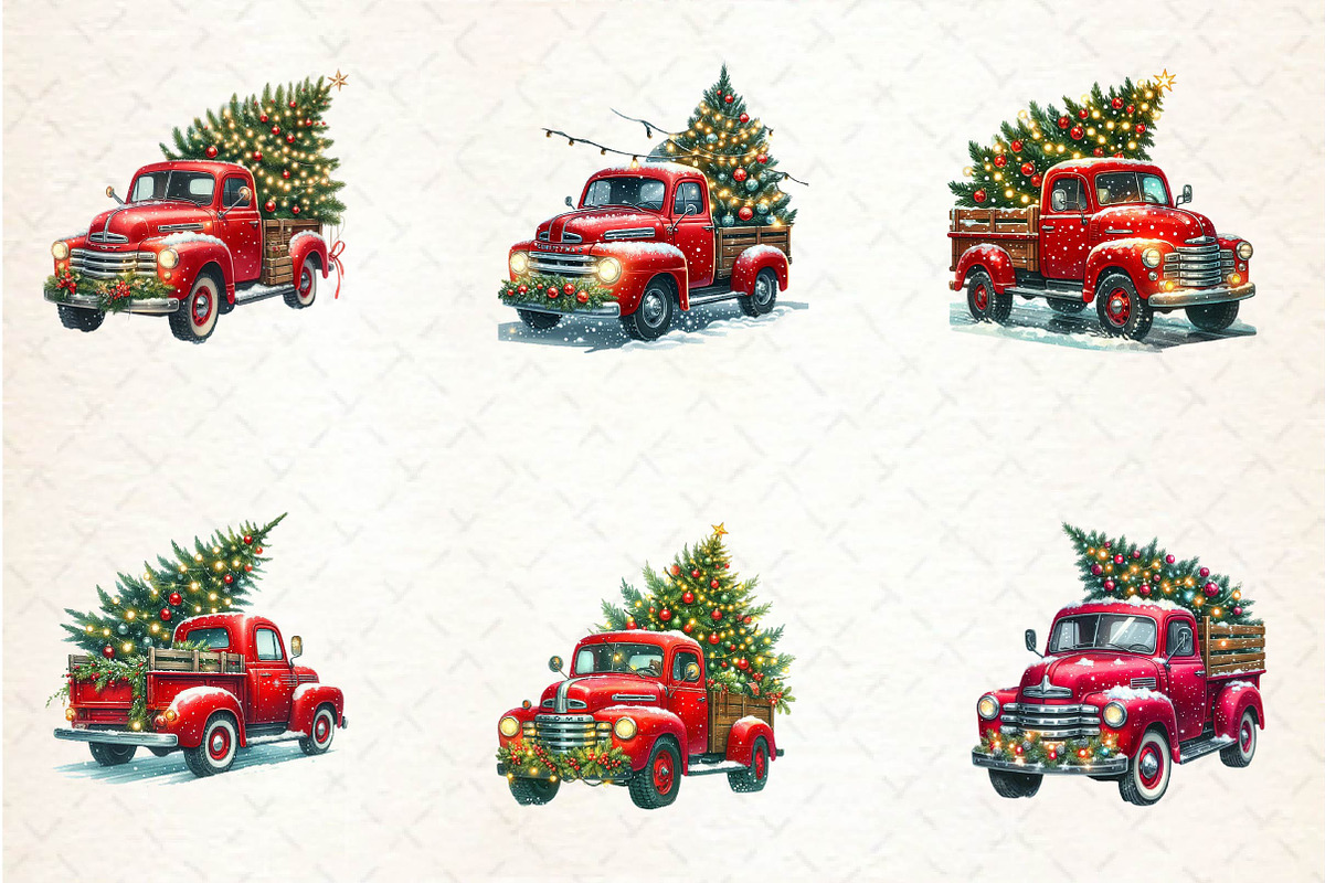 Christmas Truck tree Clipart, an Illustration by CreationArt (Photo 2 of 5)