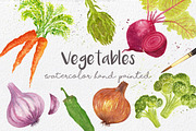 Vegetables in watercolor hand made, a Food Illustration by MaraquelaStudio (Thumbnail 1 of 4)