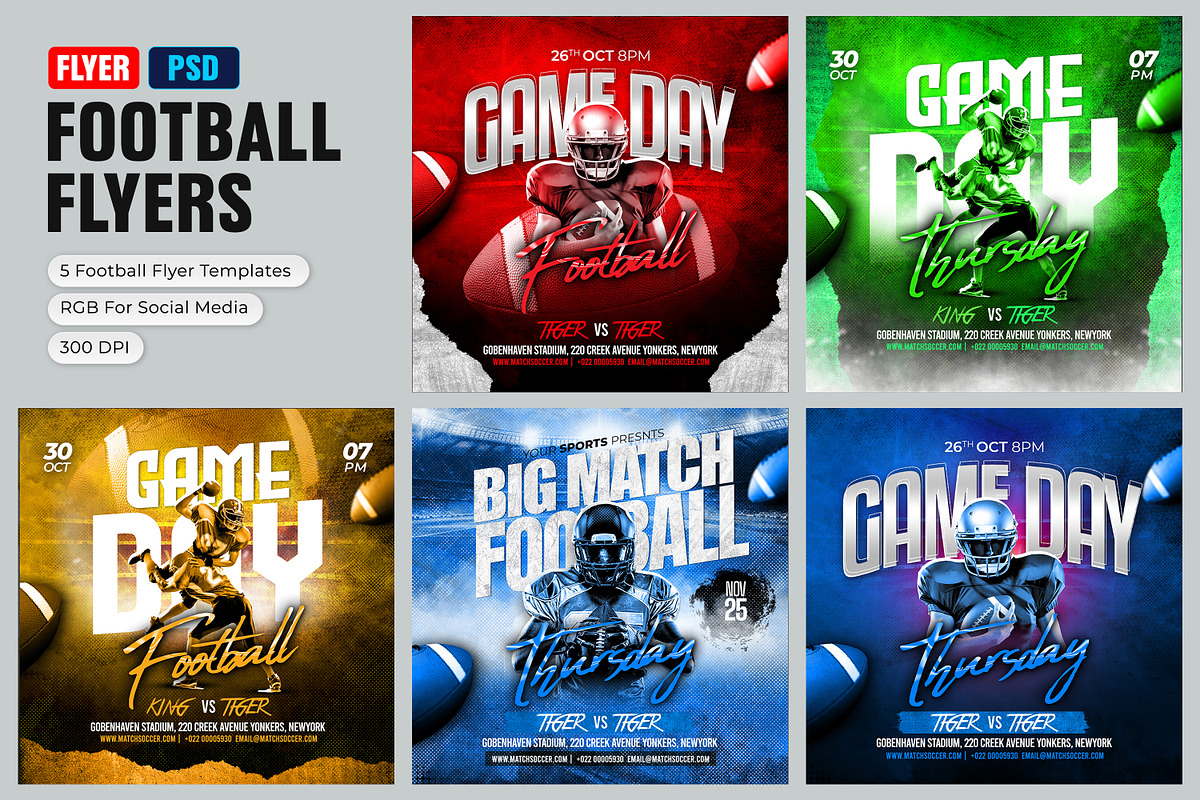 5 Football Flyer Templates, a Flyer Template by Artonix (Photo 1 of 6)