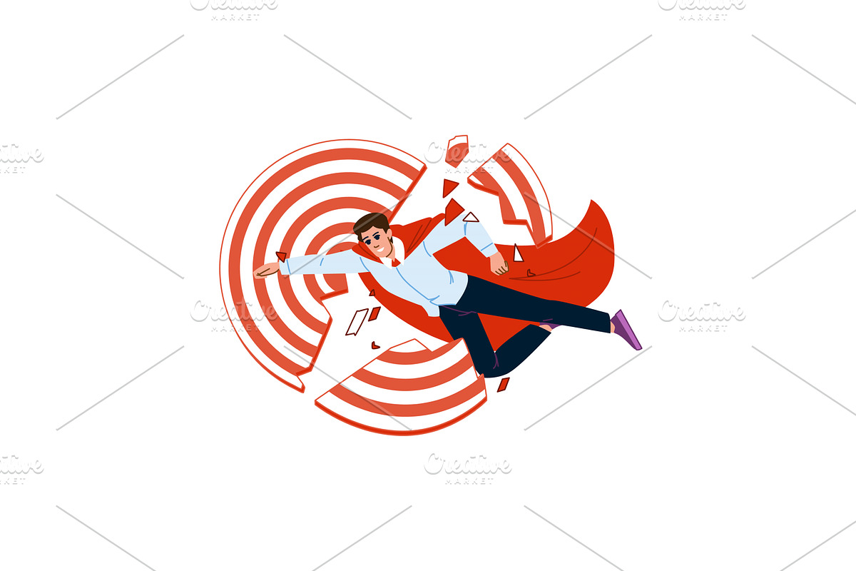 Businessman breaking through target, a Finance Illustration by pikepicture