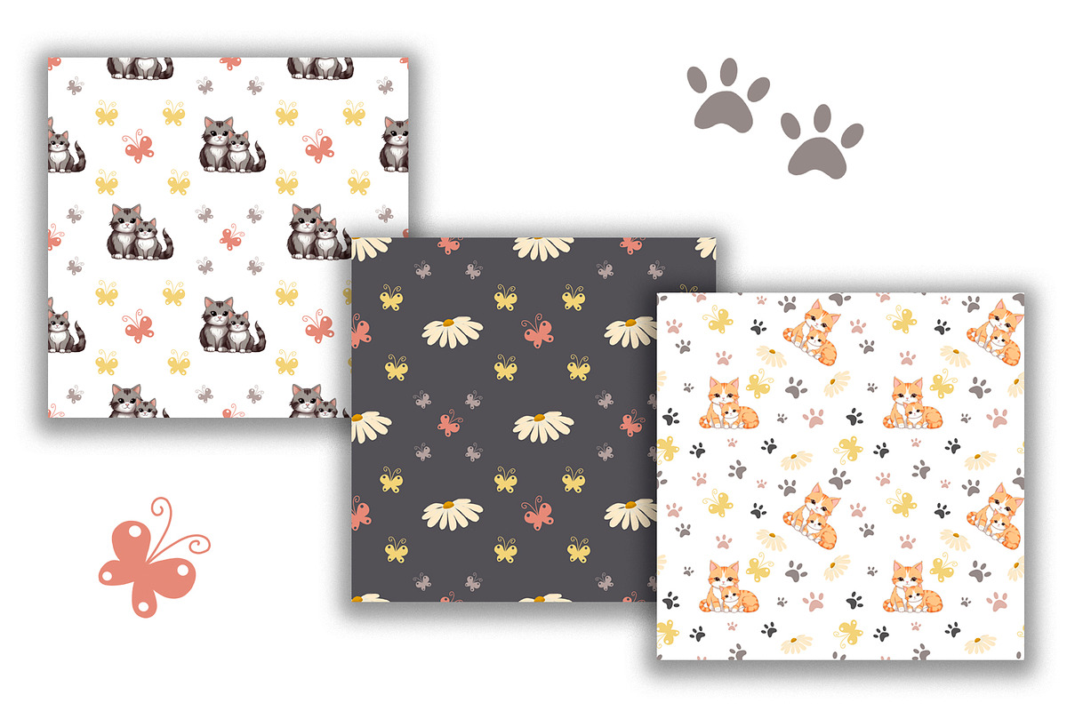 Digital Paper Cat and Kitten., a Pattern Graphic by TetianaArt (Photo 5 of 6)