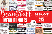 Beautifull Mega Bundles Font, a Script Font by Scratchones (Thumbnail 1 of 25)
