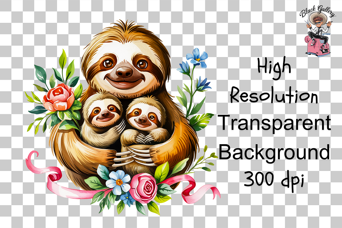 Mother Sloth Holding Baby Sloths PNG, a Graphic by Clipart Bloom (Photo 8 of 11)