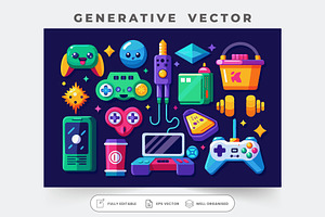 A vibrant arrangement of gaming elem, a Graphic by SouravDesign
