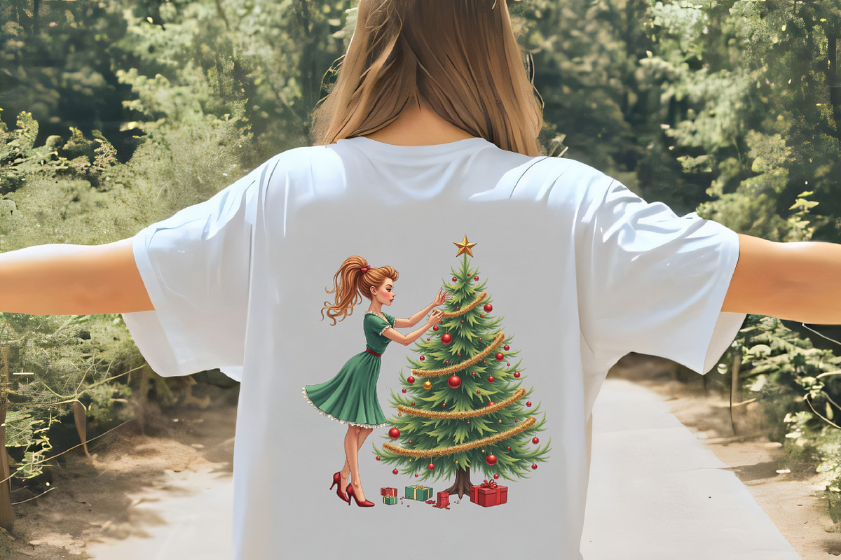 Vintage Christmas Pin Up Girl Clipar, an Illustration by CrexoraLab (Photo 5 of 5)