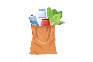 Paper shopping bag products grocery, a Food Illustration by the8monkey
