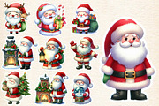 Christmas Santa Claus Sticker Clipar, an Illustration by Designworld (Thumbnail 2 of 5)