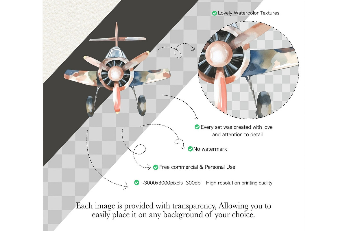 Aviator Friends Watercolor Clipart, an Illustration by CharmClipart (Photo 8 of 8)