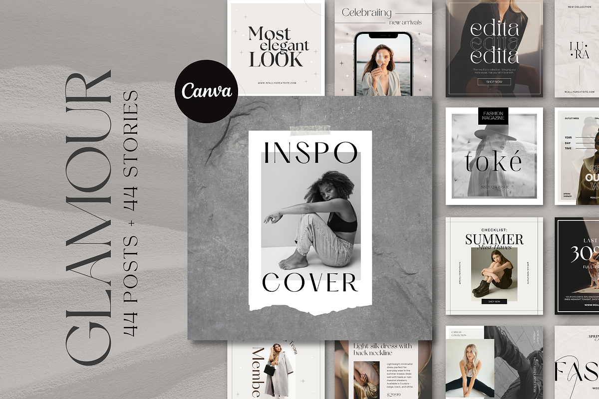 CANVA | Glamour Social Media Pack, a Social Media Template by 9inchideas (Photo 1 of 7)