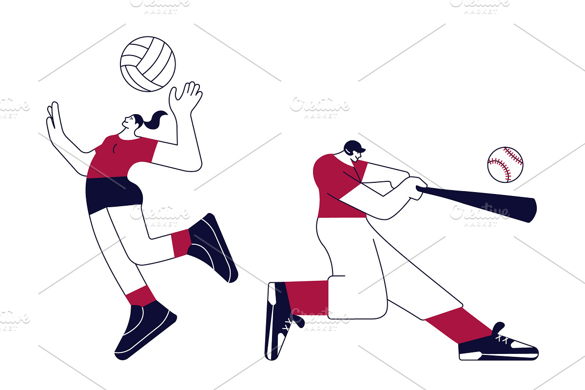 Competitive Sport Players Pack, an Illustration by Lucky Shop (Photo 4 of 12)